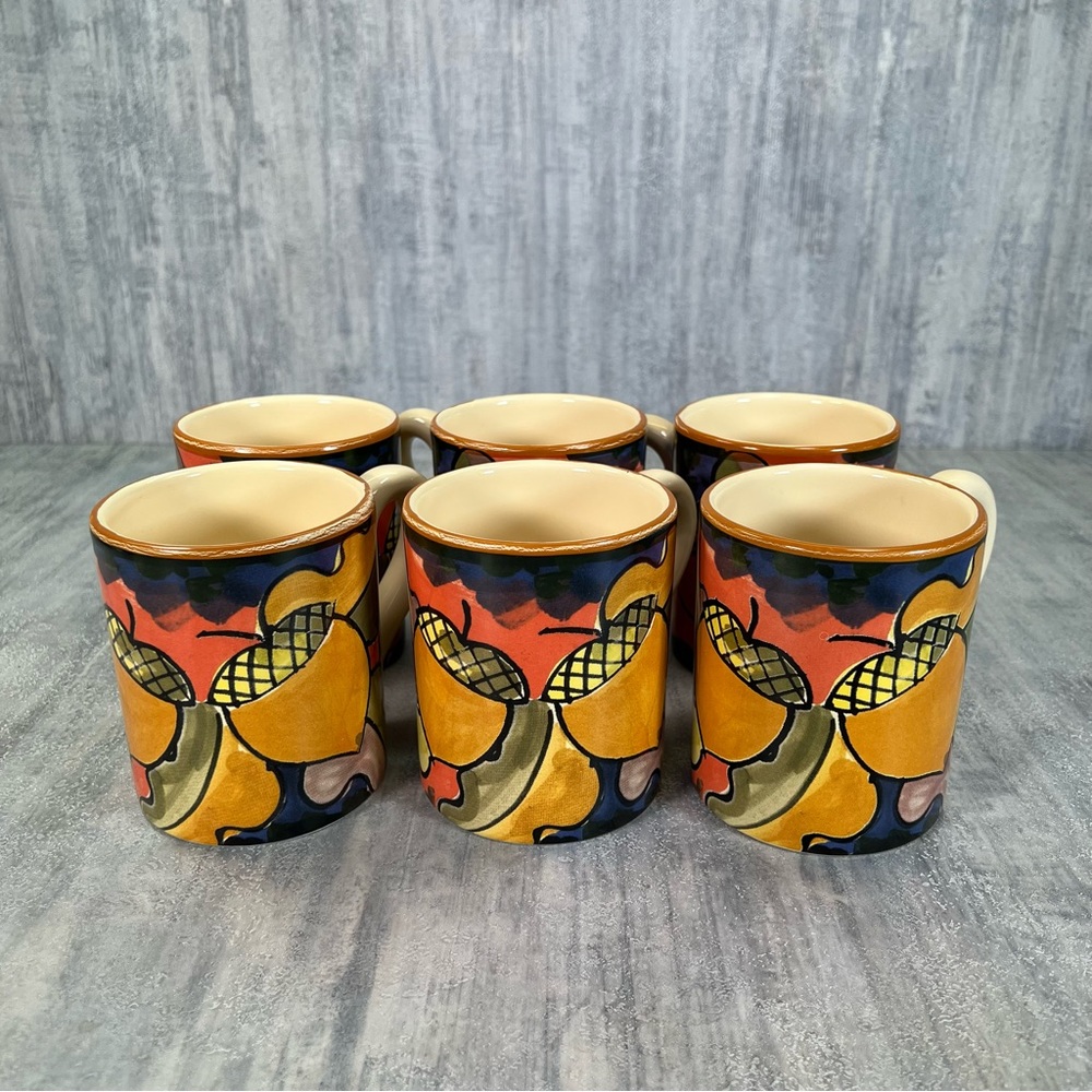 6 Starbucks Coffee Mug Cup Bellini Ciao Italya Hand Made In Italy Acorn Nuts